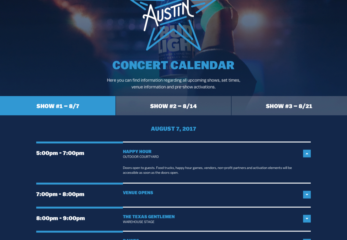 Bud Light Summer Live Series concert scheduler