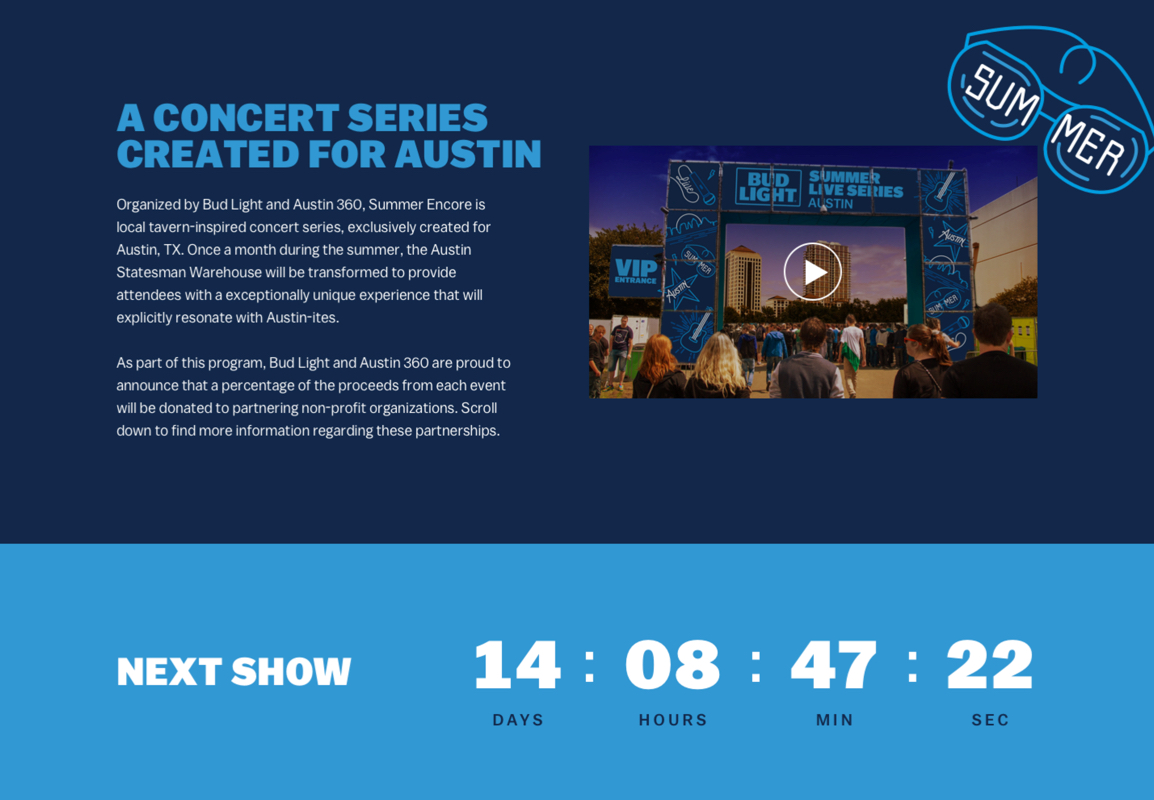 Bud Light Summer Live Series introduction and countdown